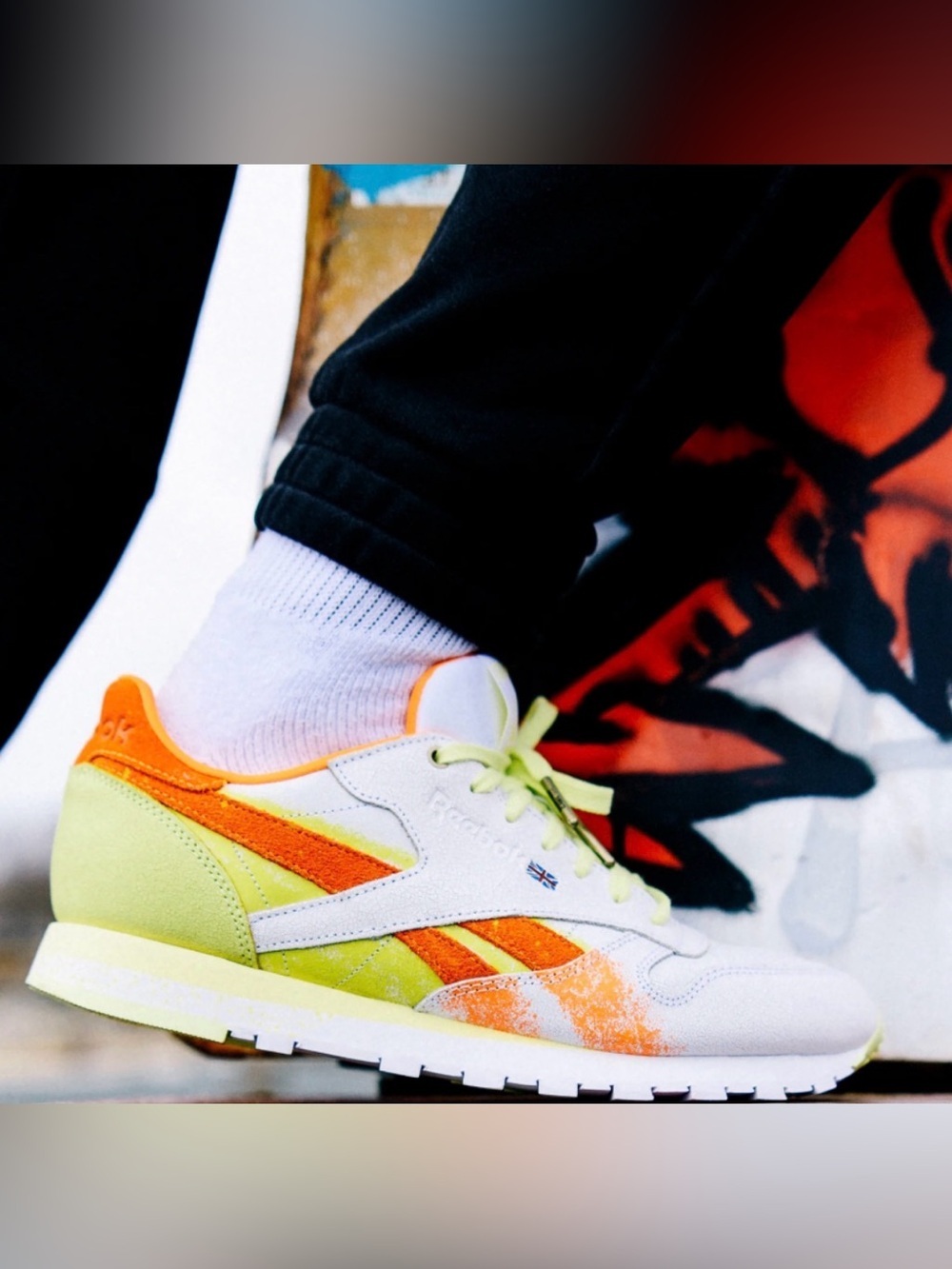 Reebok Men's Sneakers in White, Orange & Yellow